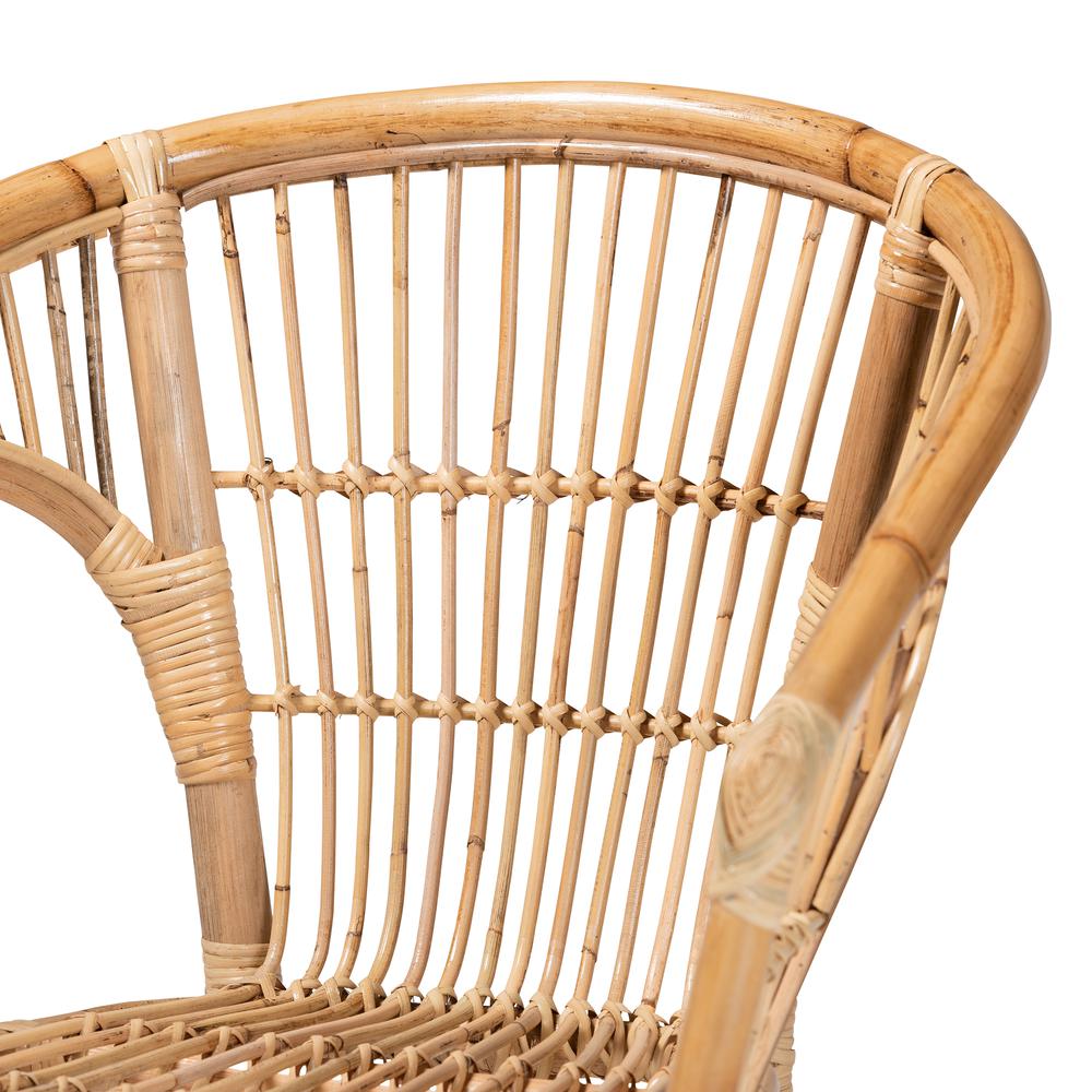 Alleta Modern Bohemian Natural Brown Rattan 3-Piece Living Room Set. Picture 15