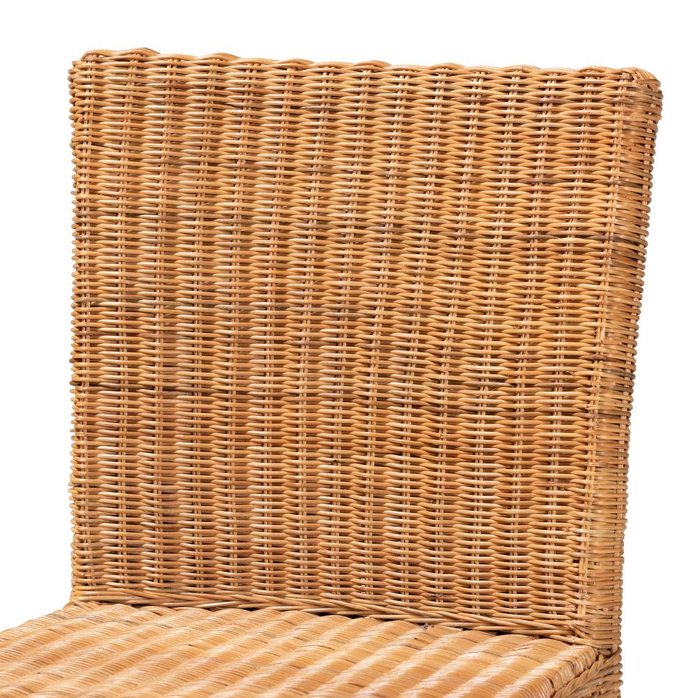 Bohemian Natural Rattan and Mahogany Wood Counter Stool. Picture 15