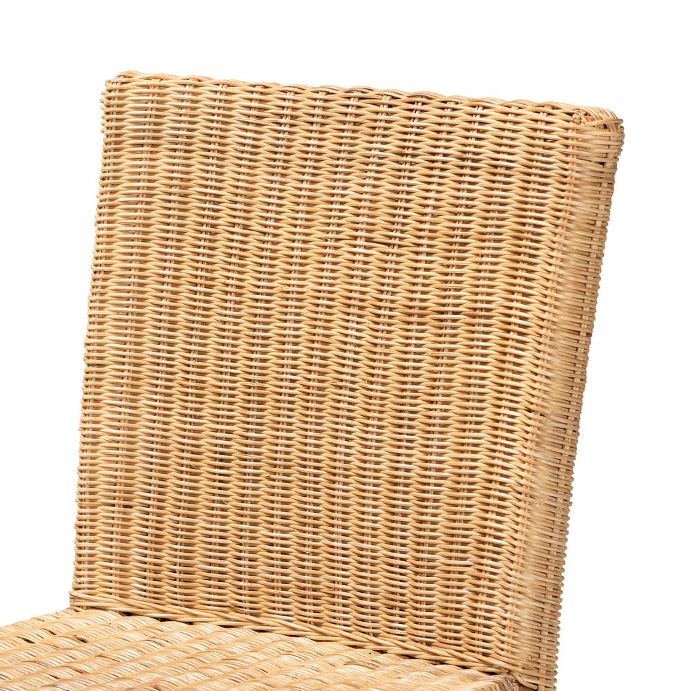 bali & pari Racquel Modern Bohemian Natural Rattan and Mahogany Wood Bar Stool. Picture 15