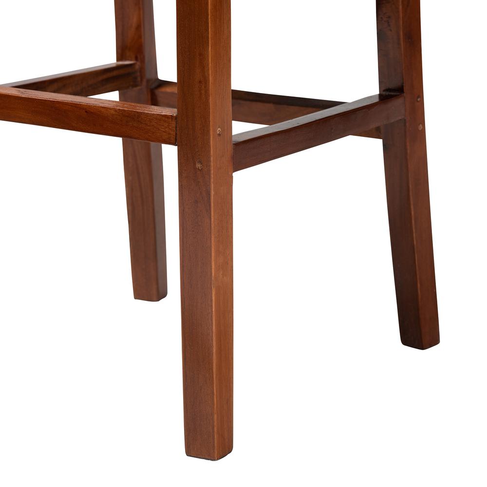 bali & pari Racquel Modern Bohemian Natural Rattan and Mahogany Wood Bar Stool. Picture 16