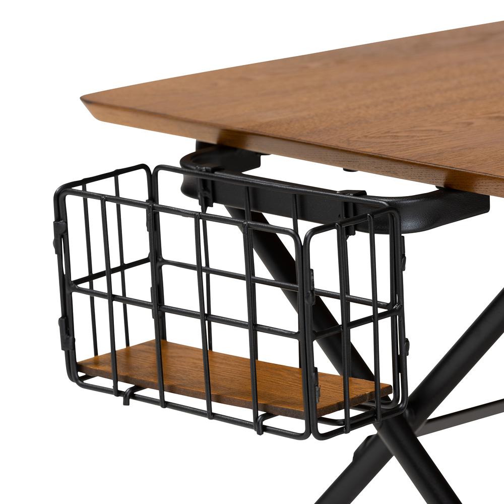 Mariela Natural Brown and Black Low Profile Coffee Table with Basket. Picture 14