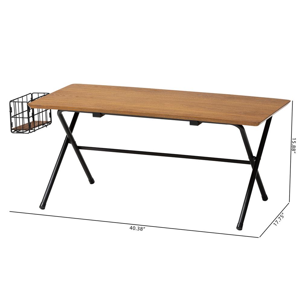 Mariela Natural Brown and Black Low Profile Coffee Table with Basket. Picture 18
