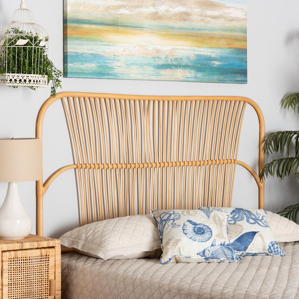 Bohemian Natural Brown Rattan Queen Size Wall-mount Headboard. Picture 12