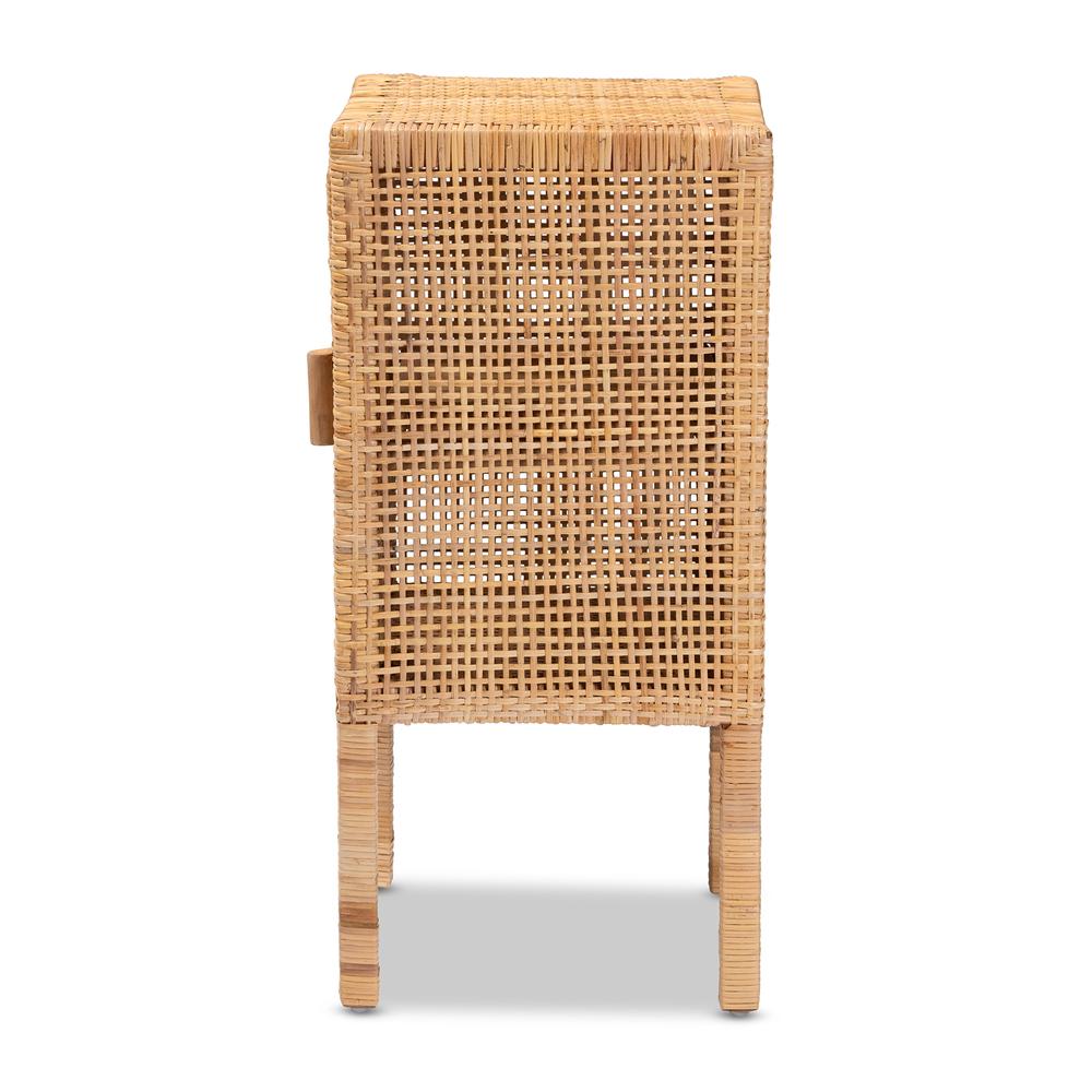 bali & pari Vivan Modern Bohemian Natural Brown Rattan 1-Door Nightstand. Picture 15