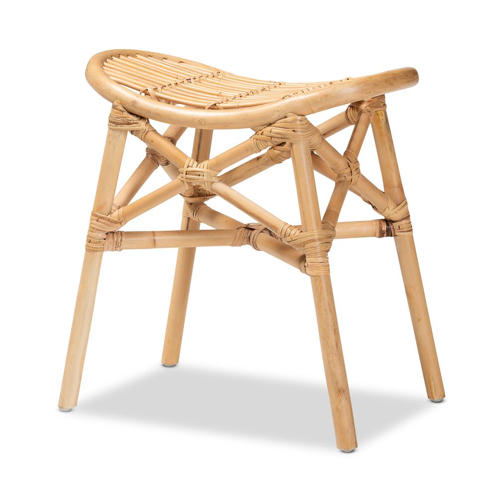 bali & pari Elgon Modern Bohemian Natural Brown Rattan Footstool. Picture 10