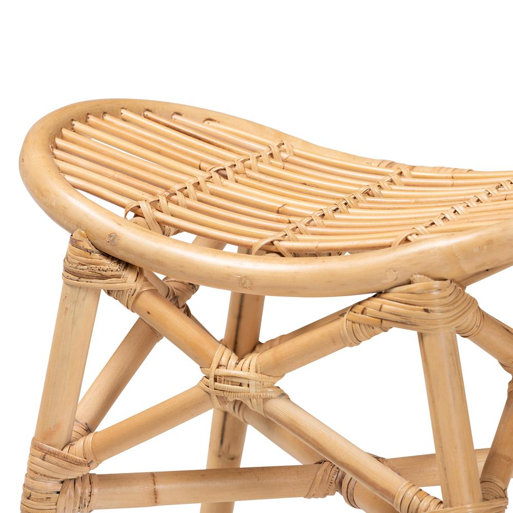 bali & pari Elgon Modern Bohemian Natural Brown Rattan Footstool. Picture 13
