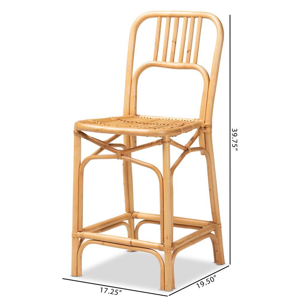 bali & pari Ivora Modern Bohemian Natural Brown Rattan Counter Stool. Picture 20