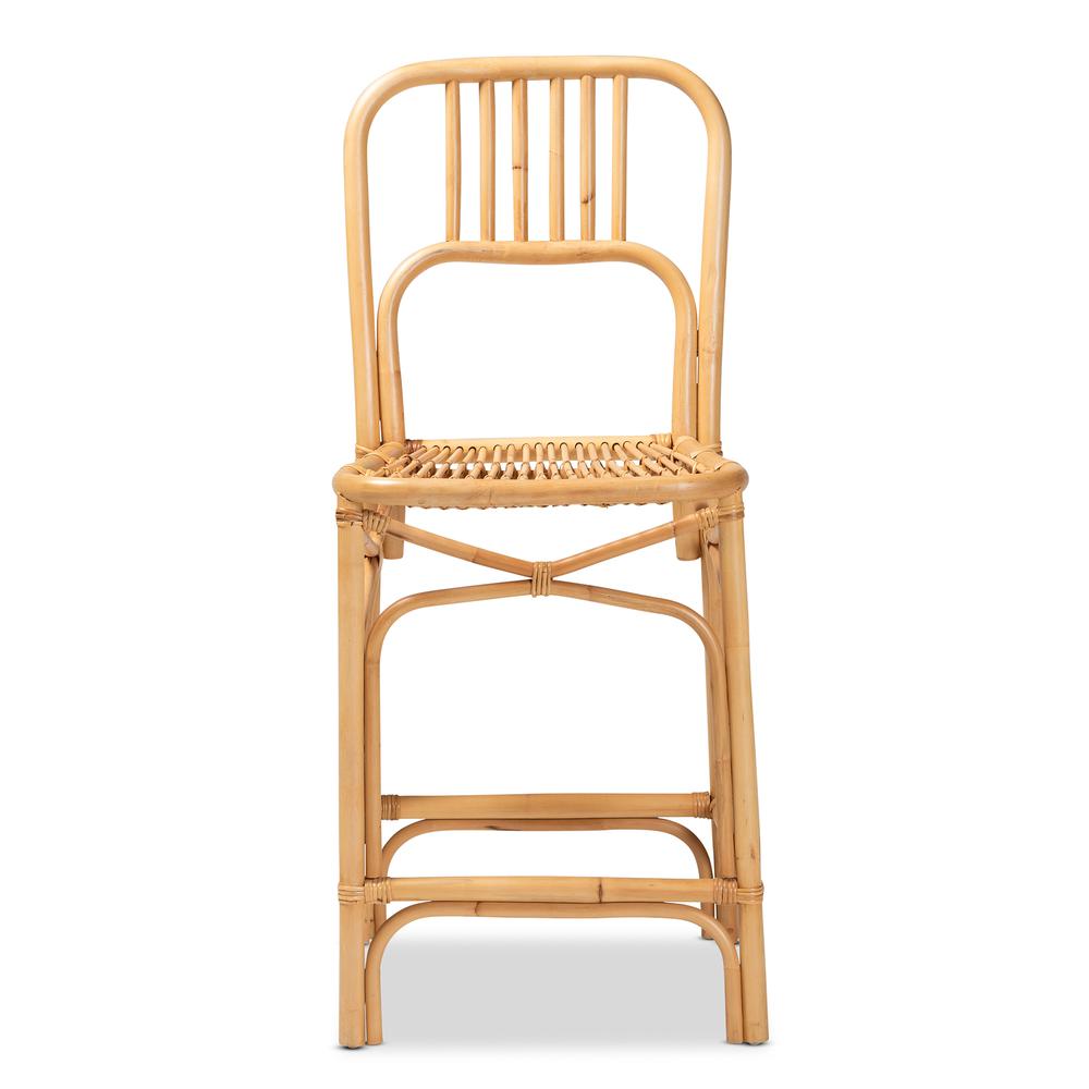 bali & pari Ivora Modern Bohemian Natural Brown Rattan Counter Stool. Picture 12