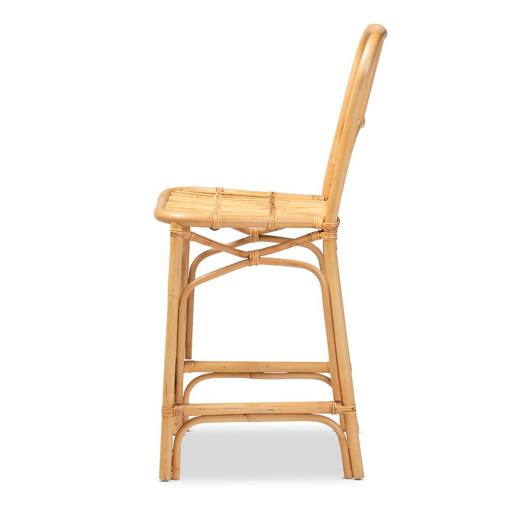 bali & pari Ivora Modern Bohemian Natural Brown Rattan Counter Stool. Picture 13