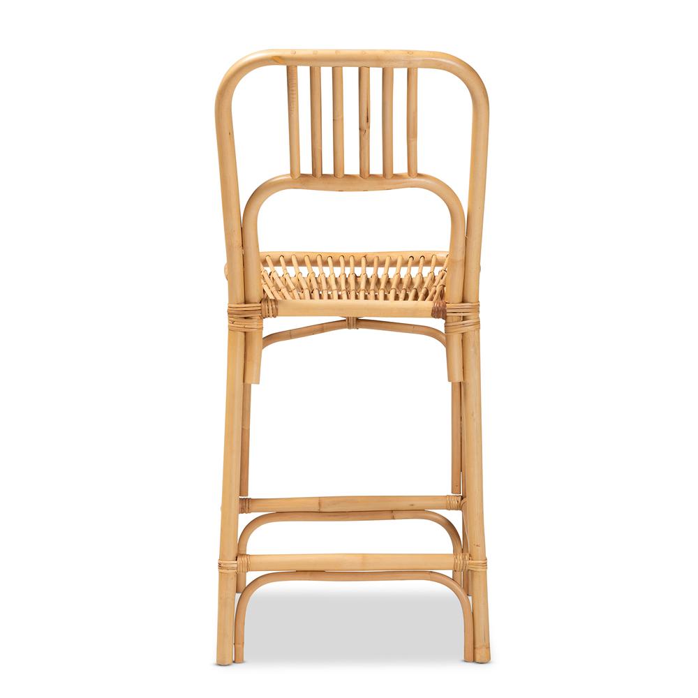 bali & pari Ivora Modern Bohemian Natural Brown Rattan Counter Stool. Picture 14