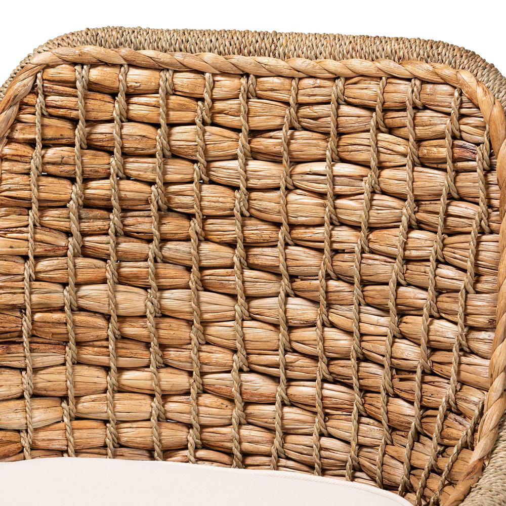 Bohemian Natural Brown Woven Rattan Dining Side Chair With Cushion. Picture 15