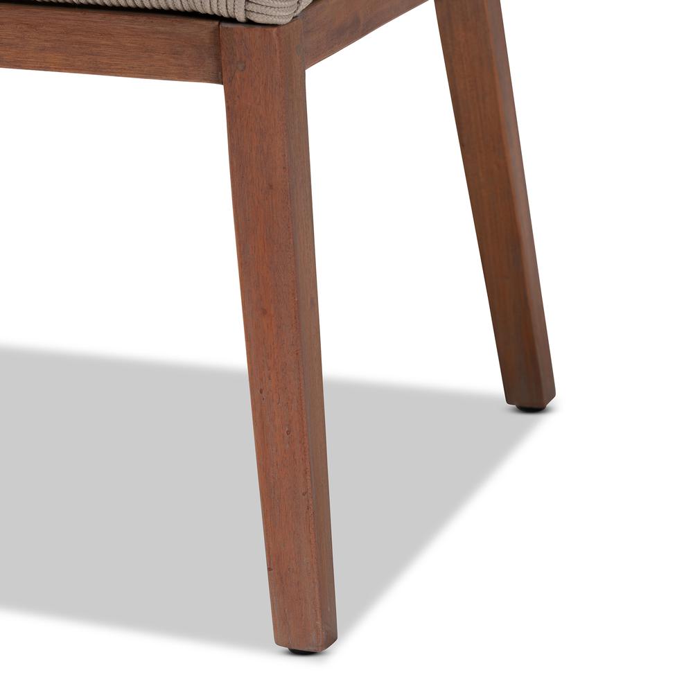 ennifer Mid-Century Transitional Grey Woven Rope Mahogany Dining Arm Chair. Picture 18