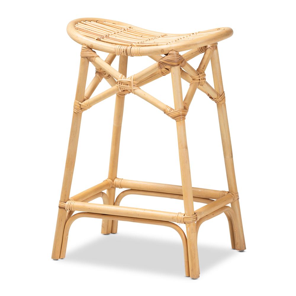 bali & pari Elgon Modern Bohemian Natural Brown Rattan Counter Stool. Picture 10