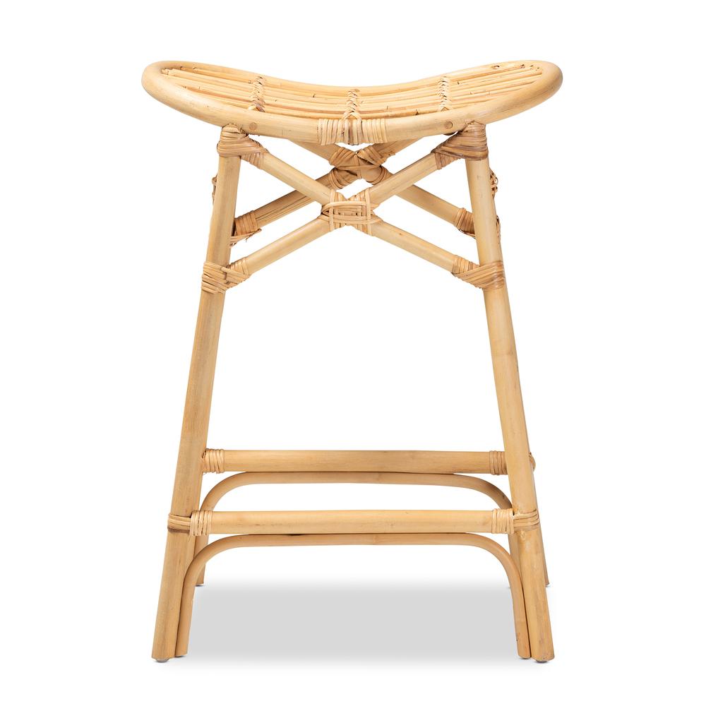 bali & pari Elgon Modern Bohemian Natural Brown Rattan Counter Stool. Picture 11