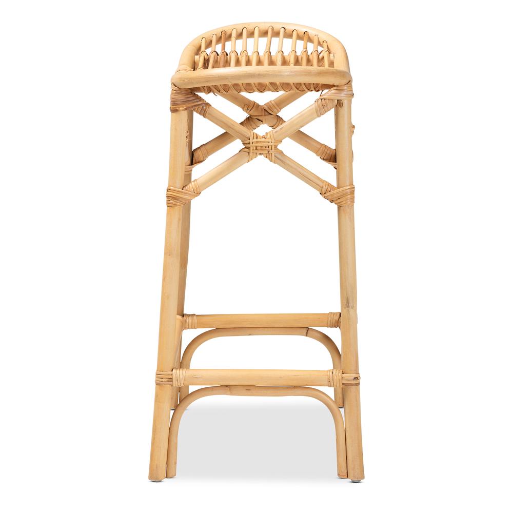 bali & pari Elgon Modern Bohemian Natural Brown Rattan Counter Stool. Picture 12