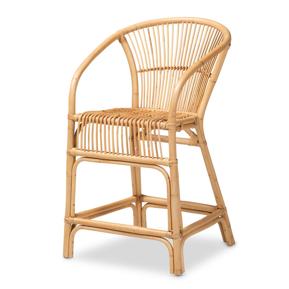 bali & pari Murai Modern Bohemian Natural Brown Rattan Counter Stool. Picture 11
