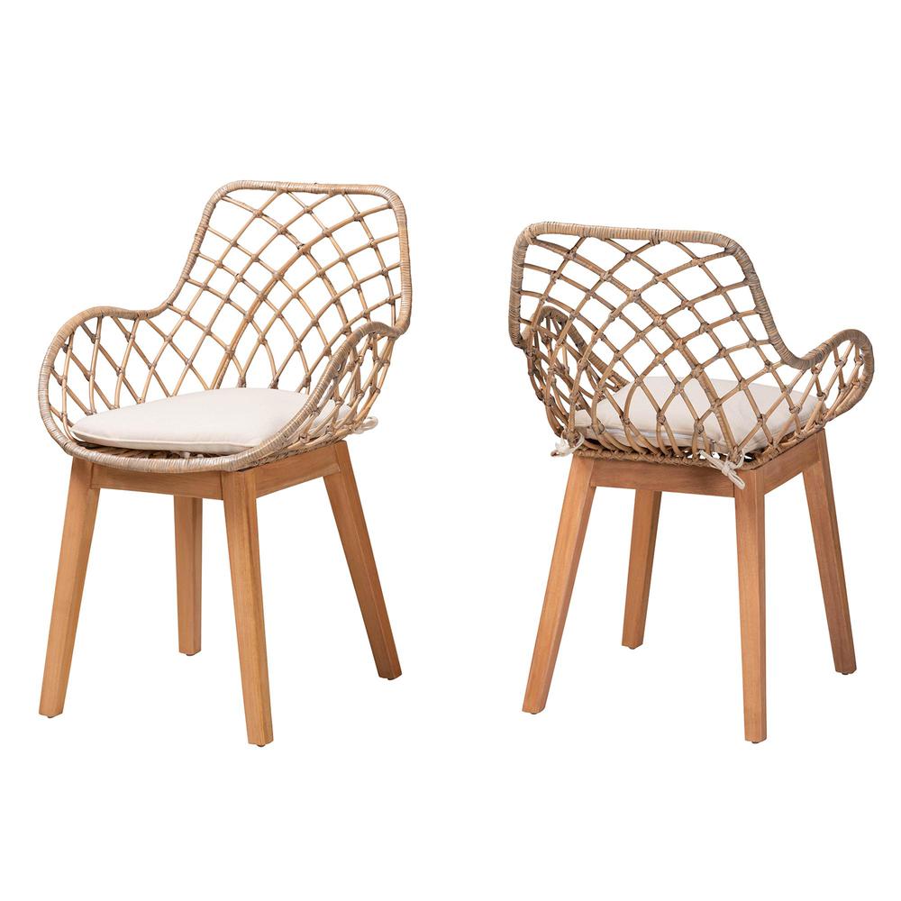 Natural Brown Finished Wood 2-Piece Dining Chair Set. Picture 10