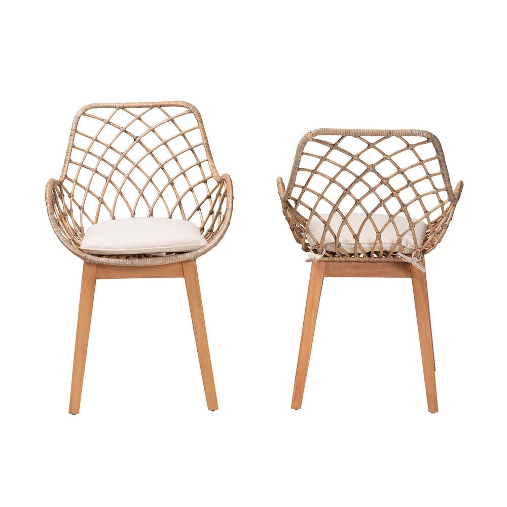 Natural Brown Finished Wood 2-Piece Dining Chair Set. Picture 11