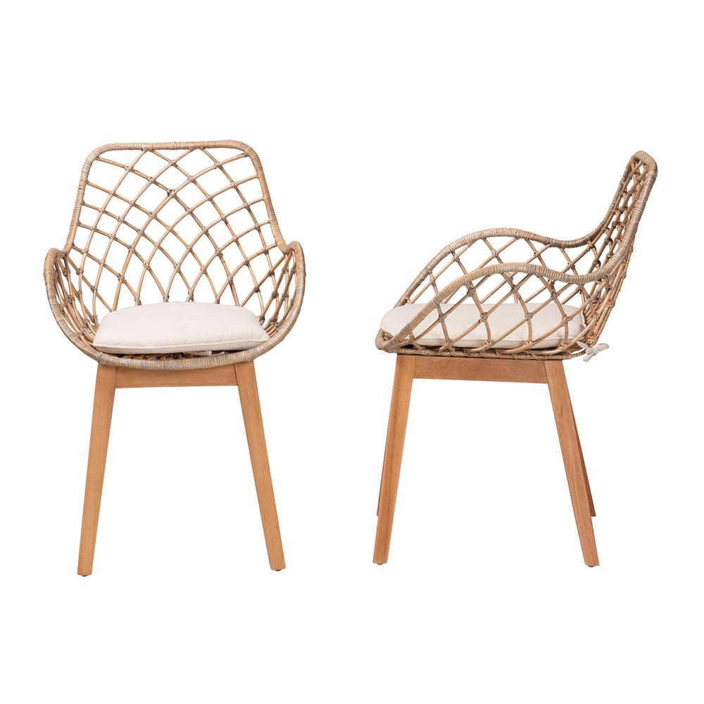 Natural Brown Finished Wood 2-Piece Dining Chair Set. Picture 12
