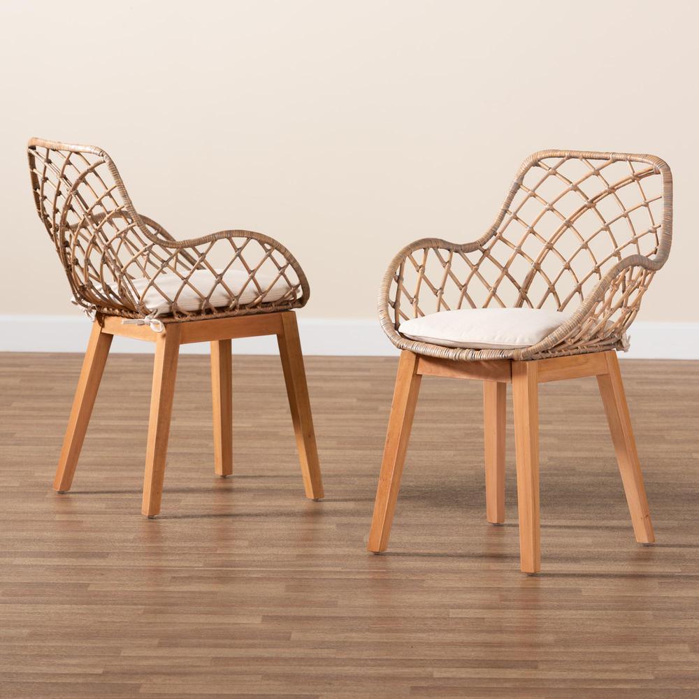 Natural Brown Finished Wood 2-Piece Dining Chair Set. Picture 17
