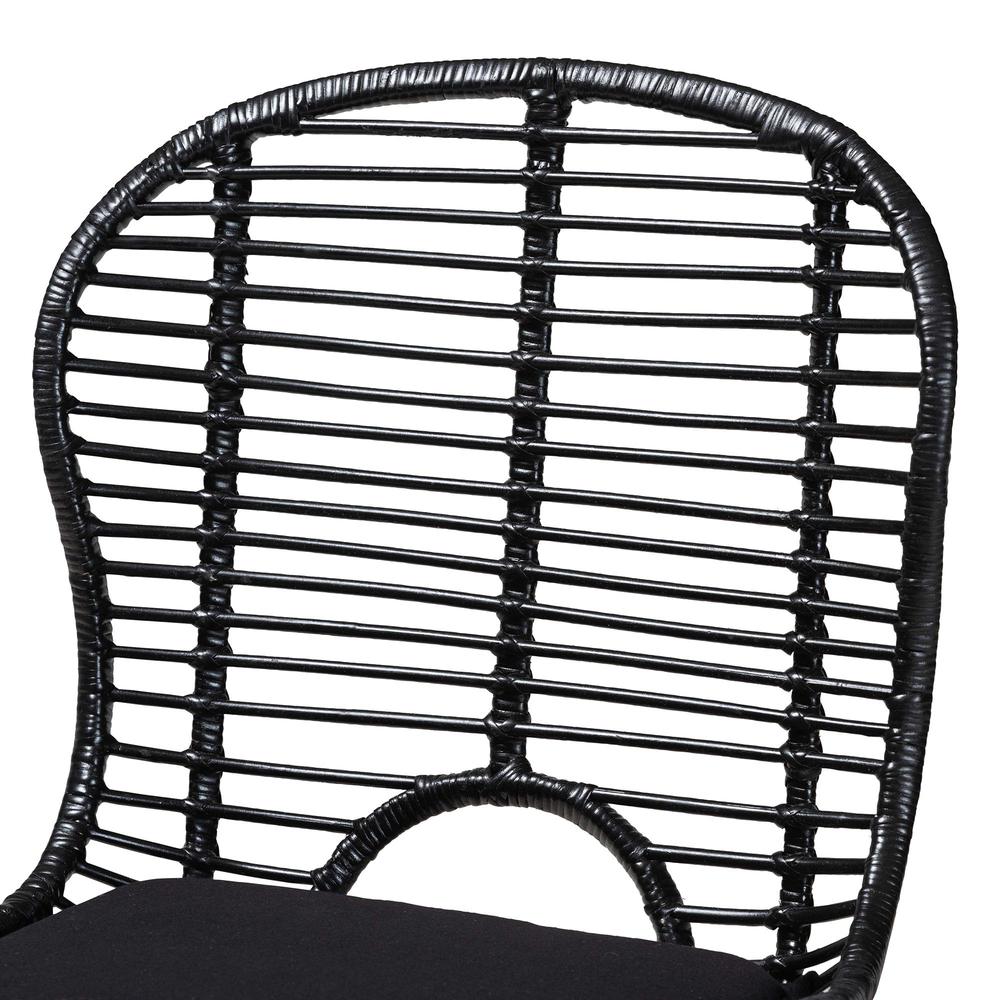 Brenna Modern Bohemian Black Finished Wood and Rattan 5-Piece Dining Set. Picture 15