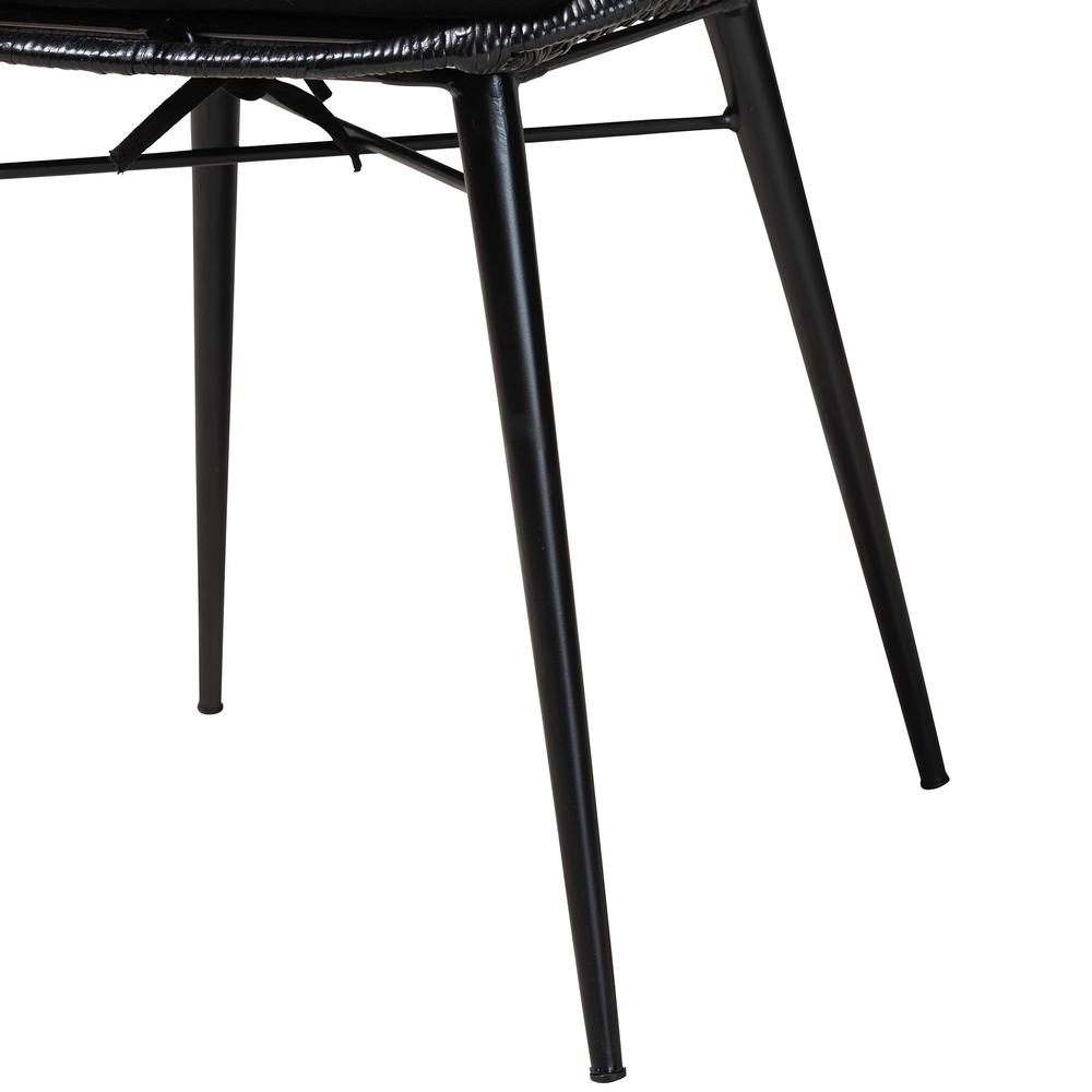 Brenna Modern Bohemian Black Finished Wood and Rattan 5-Piece Dining Set. Picture 16