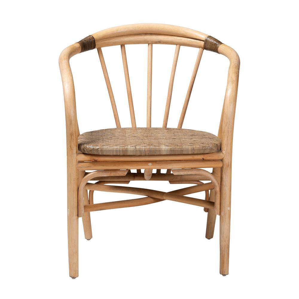bali & pari Kyoto Modern Bohemian Natural Brown Rattan Dining Chair. Picture 12