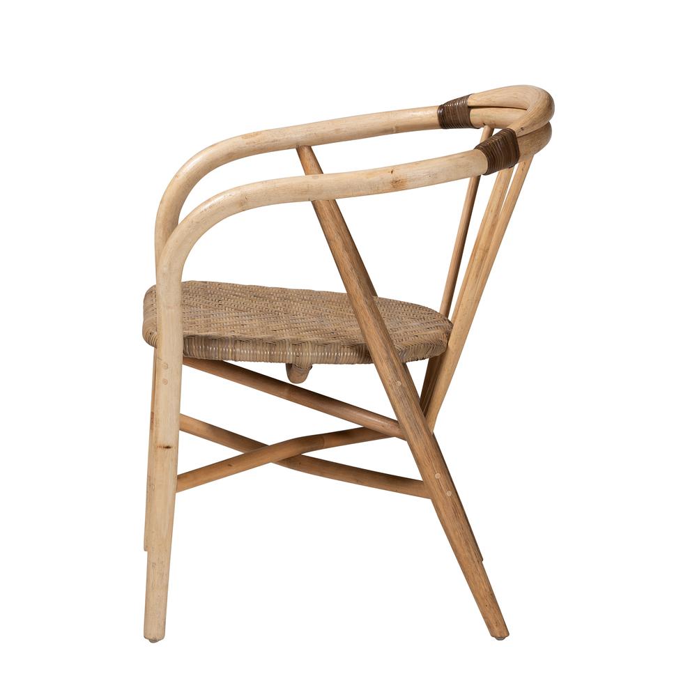 bali & pari Kyoto Modern Bohemian Natural Brown Rattan Dining Chair. Picture 13