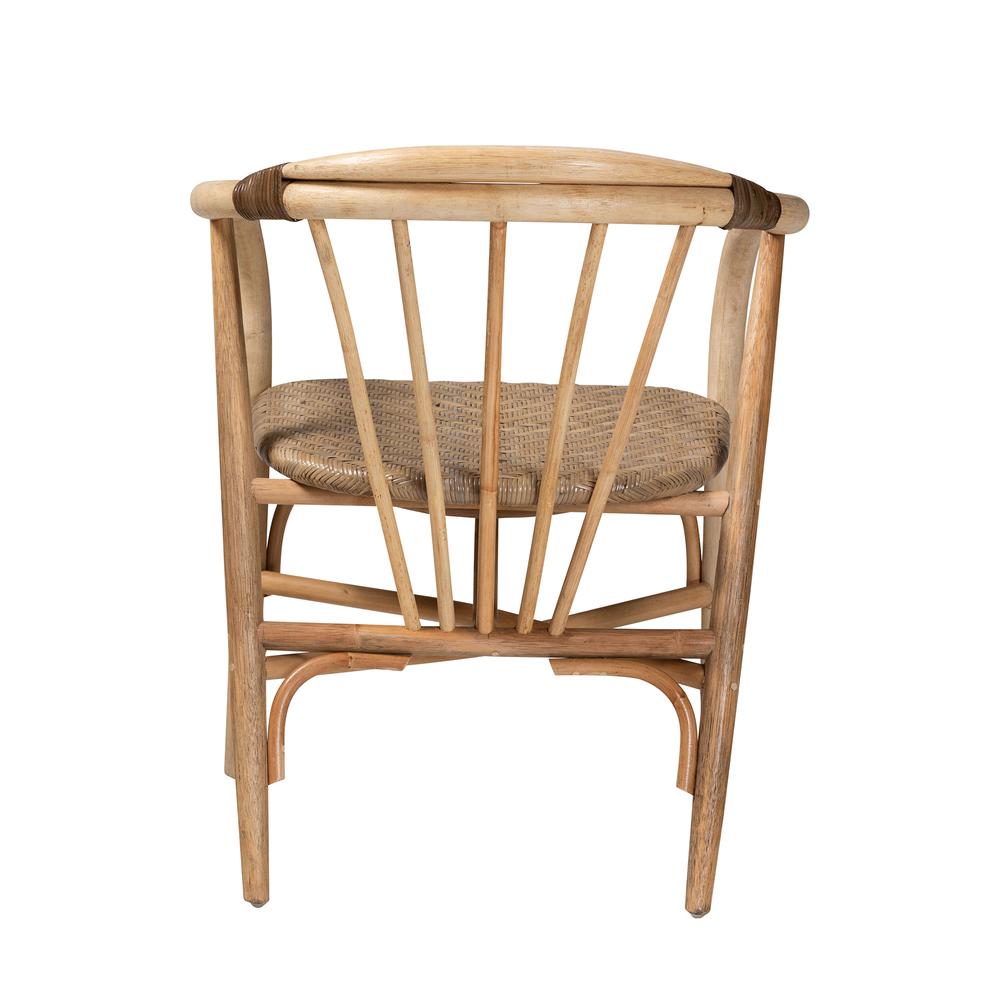bali & pari Kyoto Modern Bohemian Natural Brown Rattan Dining Chair. Picture 14