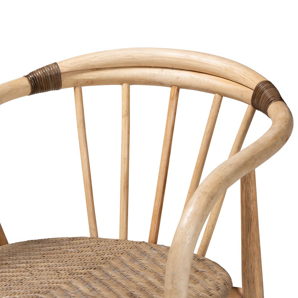 bali & pari Kyoto Modern Bohemian Natural Brown Rattan Dining Chair. Picture 15