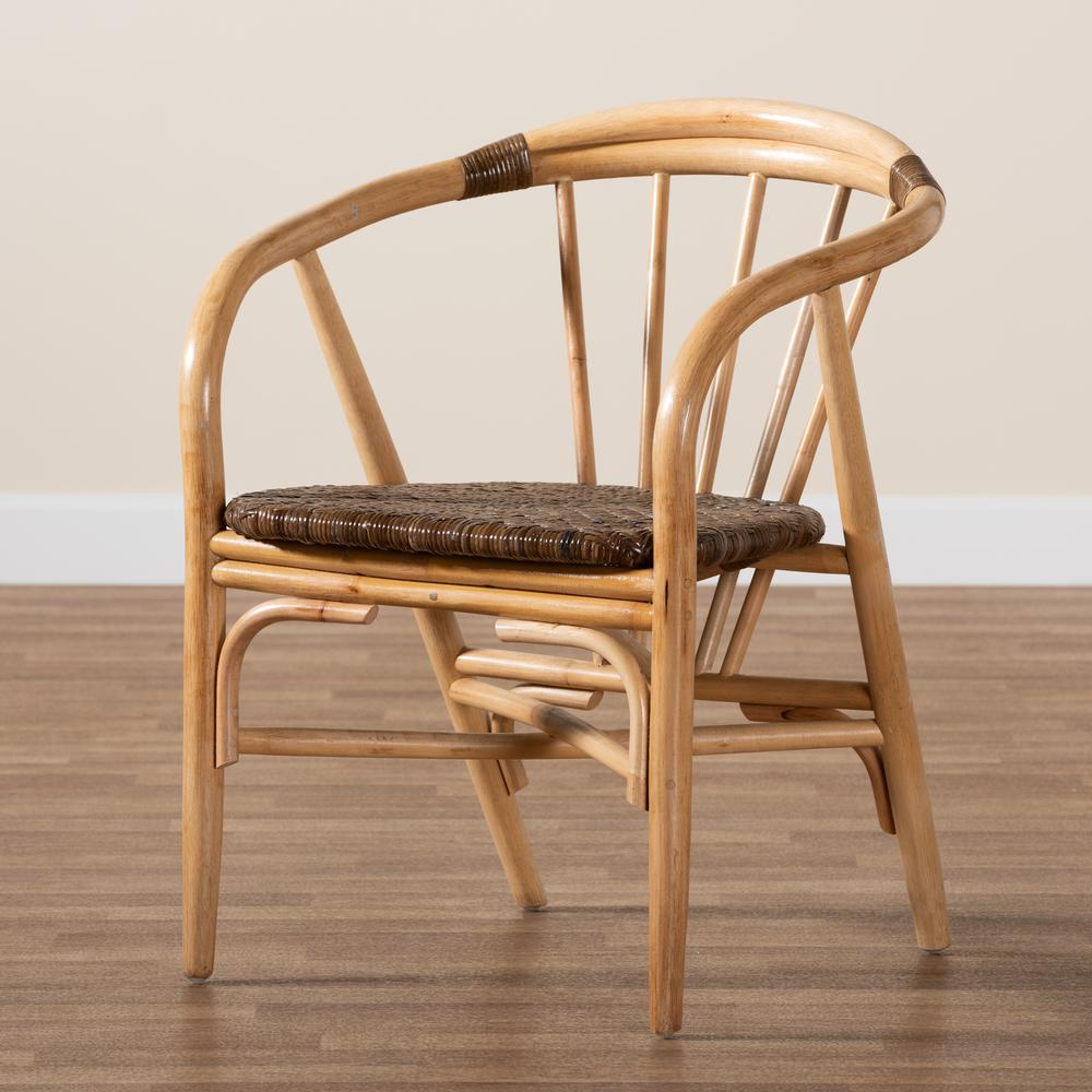 bali & pari Kyoto Modern Bohemian Natural Brown Rattan Dining Chair. Picture 19