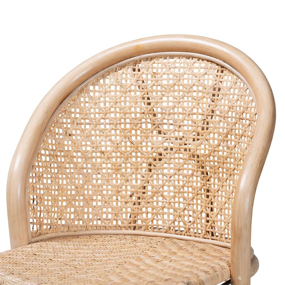 Bohemian Natural Brown Rattan and Black Metal Dining Chair. Picture 15
