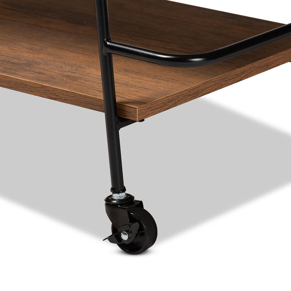 Walnut Finished Wood 3-Tier Small Mobile Wine Bar Cart. Picture 14