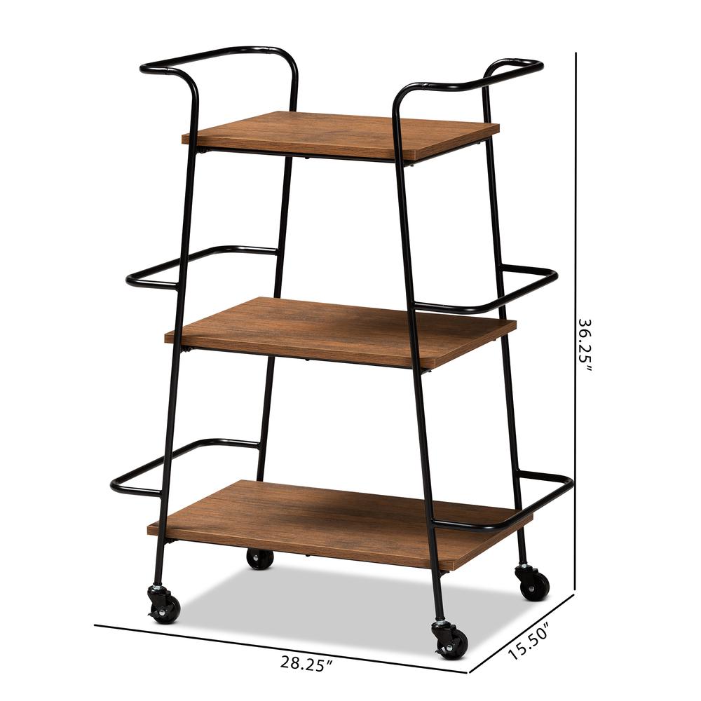 Walnut Finished Wood 3-Tier Small Mobile Wine Bar Cart. Picture 18