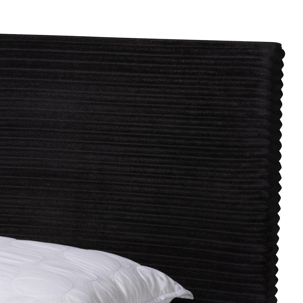 Black Velvet and Gold Metal Queen Size Panel Bed. Picture 13