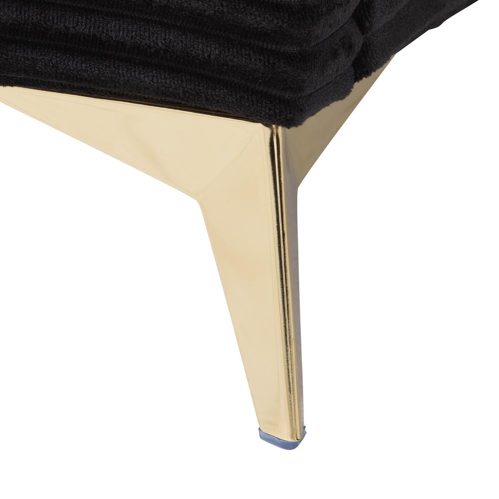 Black Velvet and Gold Metal Queen Size Panel Bed. Picture 14