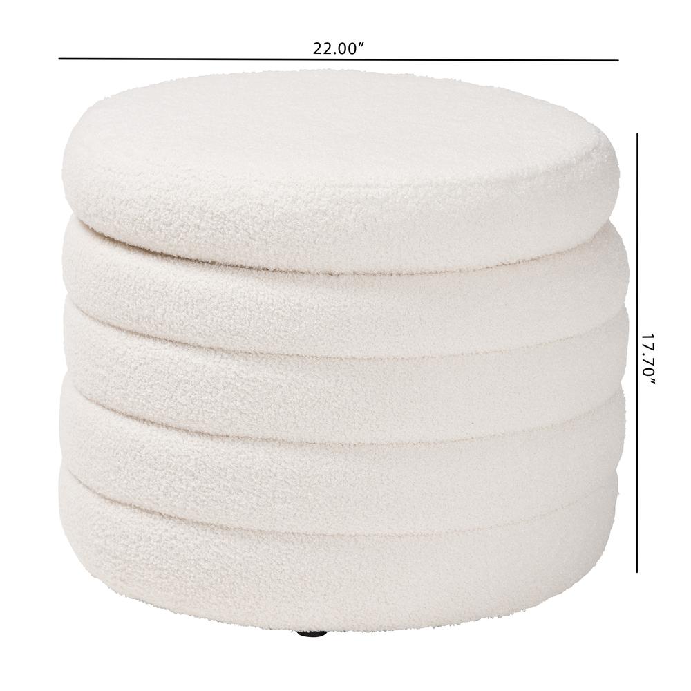 Tabitha Modern and Contemporary Ivory Boucle Upholstered Storage Ottoman. Picture 16