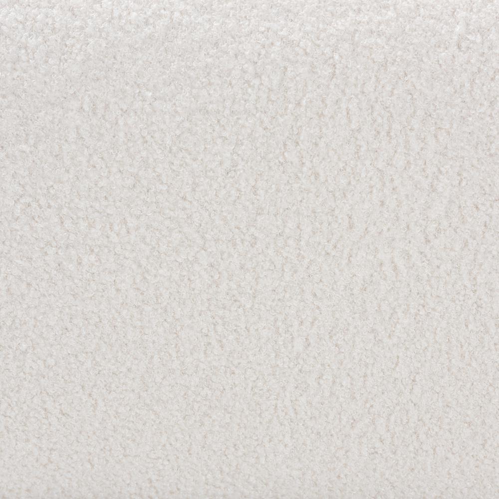 Ivory Boucle Upholstered and Black Finished Wood Square Ottoman. Picture 13