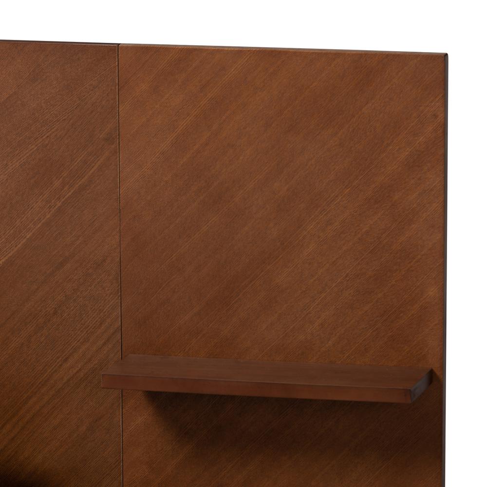 Walnut Finished Wood Queen Size Platform Storage Bed with Built-In Nightstands. Picture 16