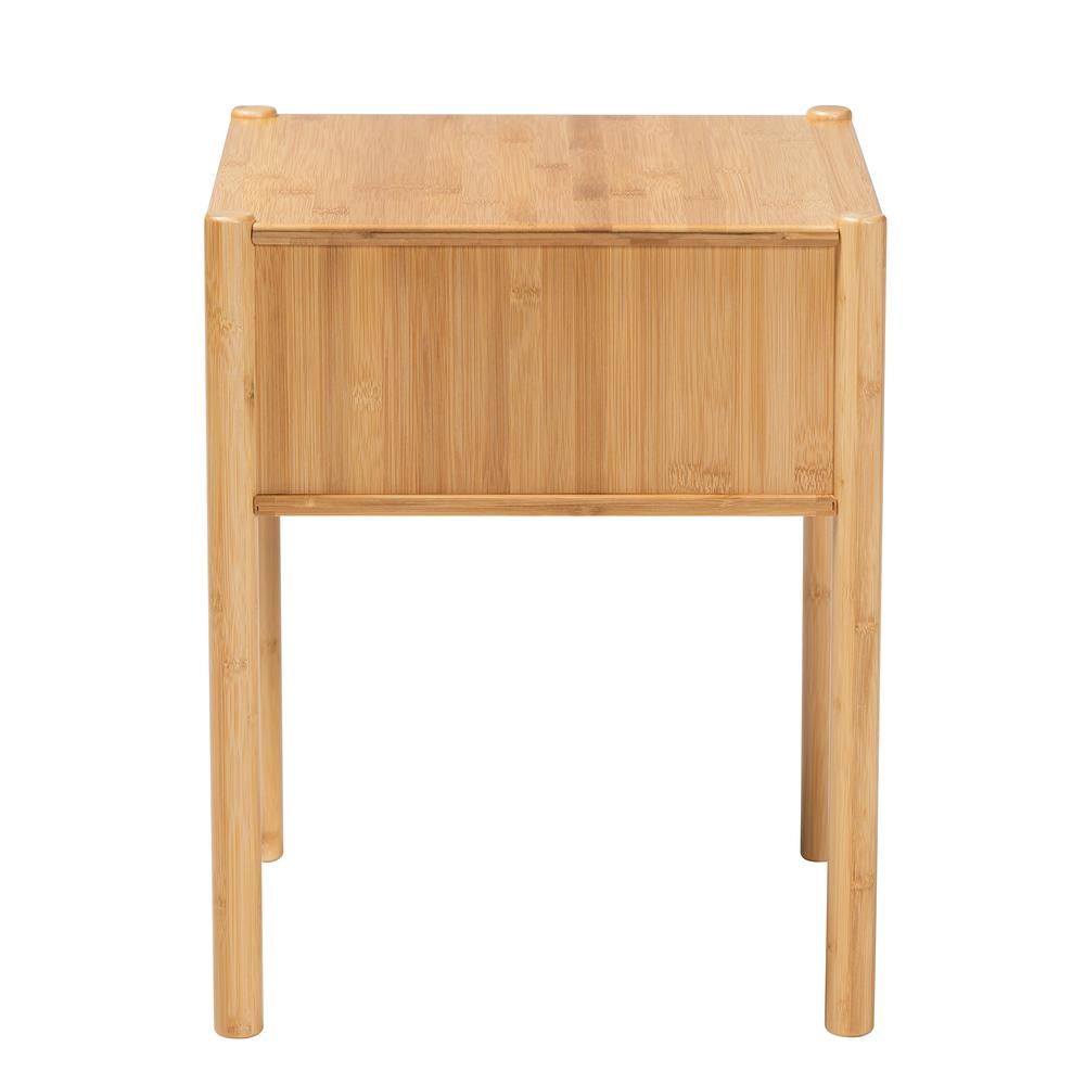 Transitional Natural Brown Bamboo Wood 1-Drawer End Table. Picture 14