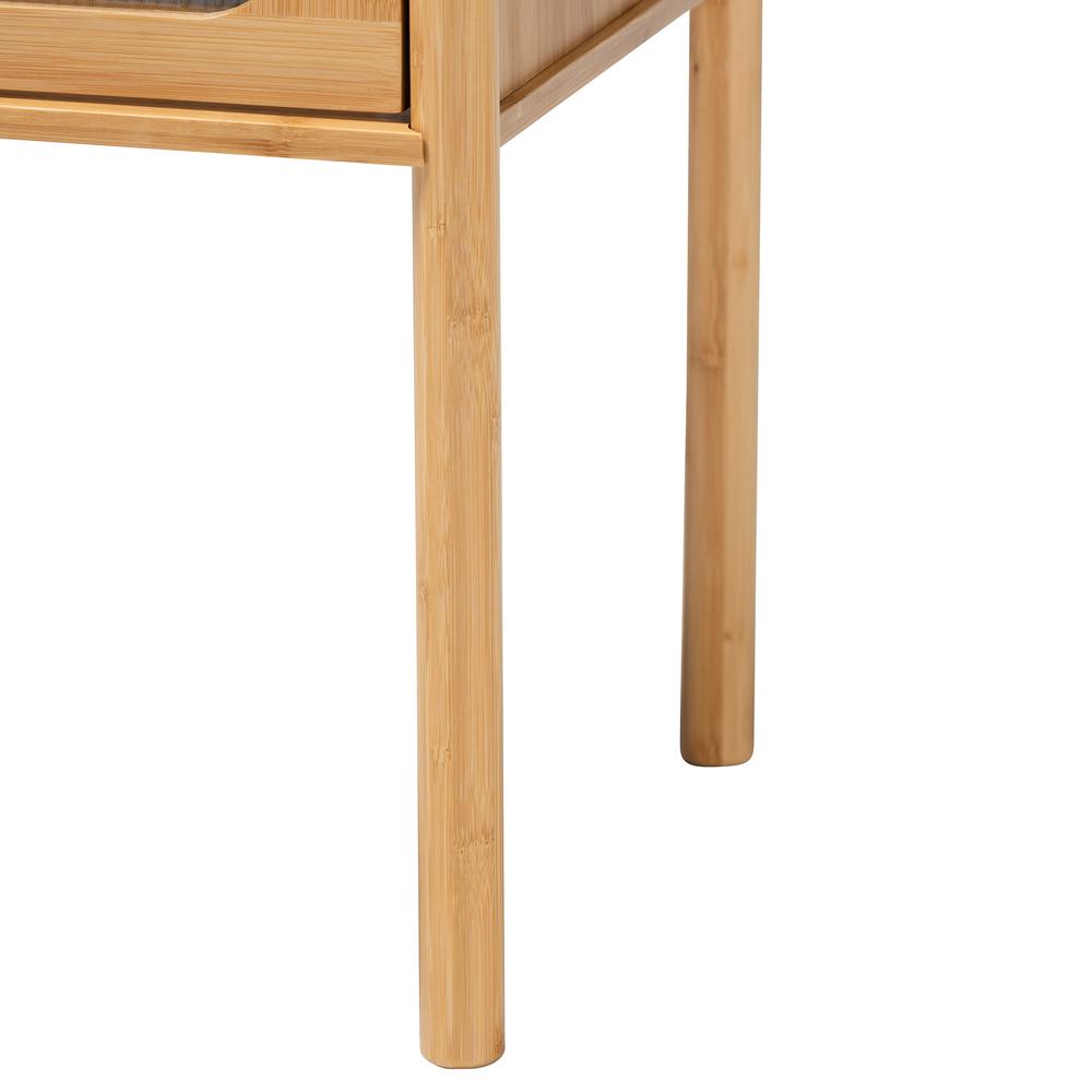 Transitional Natural Brown Bamboo Wood 1-Drawer End Table. Picture 16