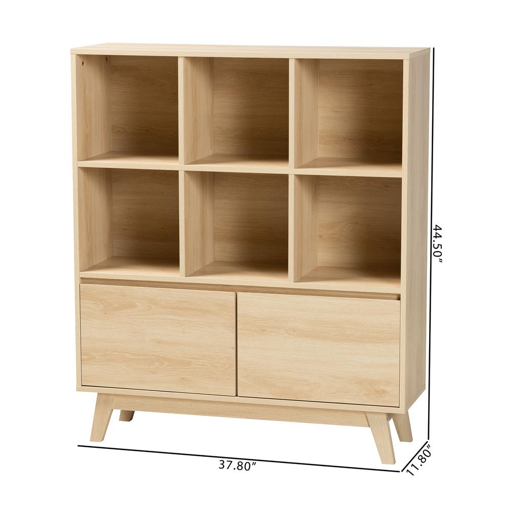 Baxton Studio Danina Japandi Oak Brown Finished Wood Bookshelf. Picture 20
