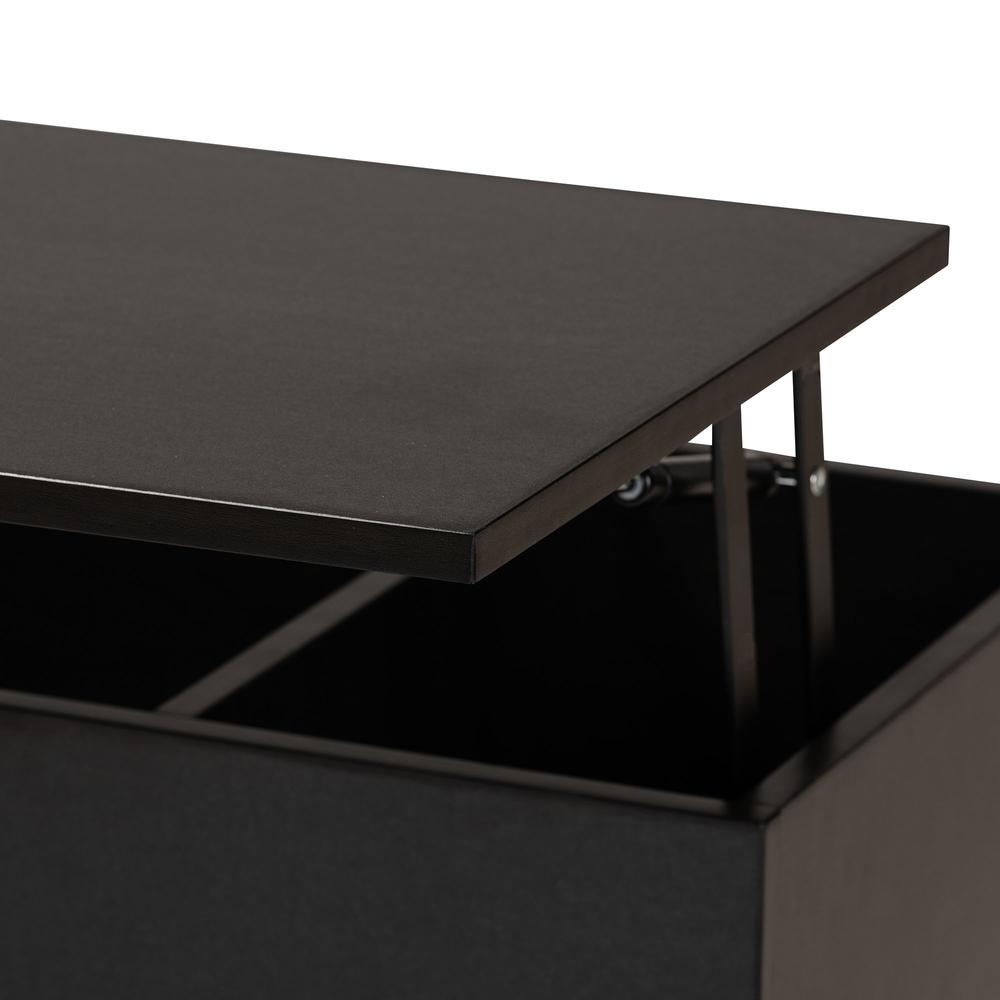 Espresso Brown Finished Wood Coffee Table with Lift-Top Storage Compartment. Picture 16