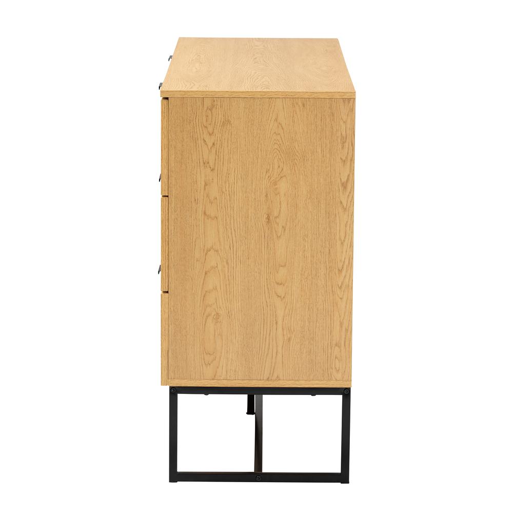 Black Metal 6-Drawer Storage Cabinet with Natural Rattan. Picture 14