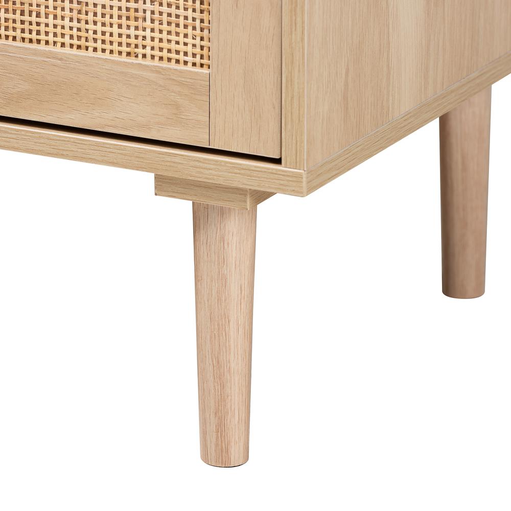 Natural Brown Finished Wood and Natural Rattan 3-Drawer Sideboard. Picture 16