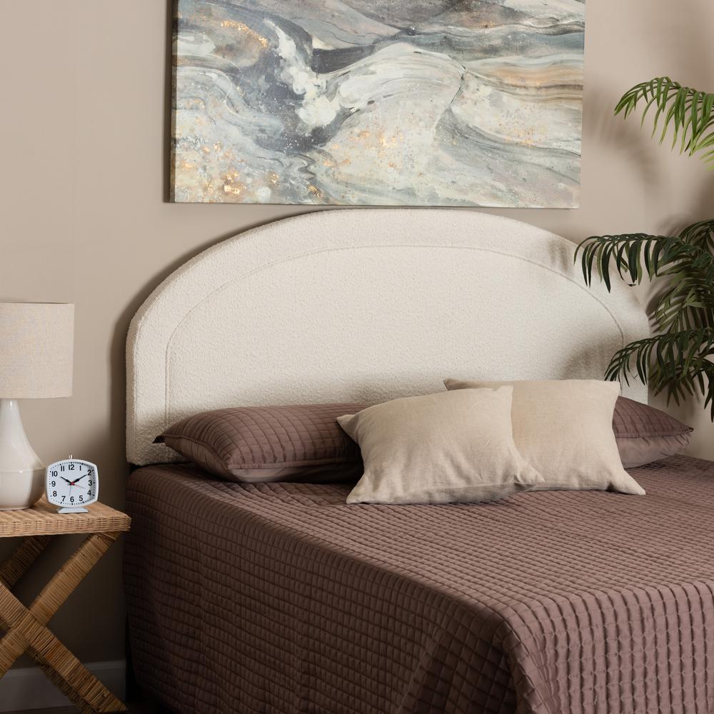 Baxton Studio Fiana Modern Cream Boucle Fabric Queen Size Headboard. Picture 12