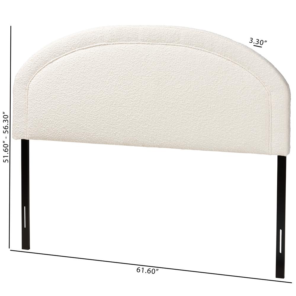 Baxton Studio Fiana Modern Cream Boucle Fabric Queen Size Headboard. Picture 14