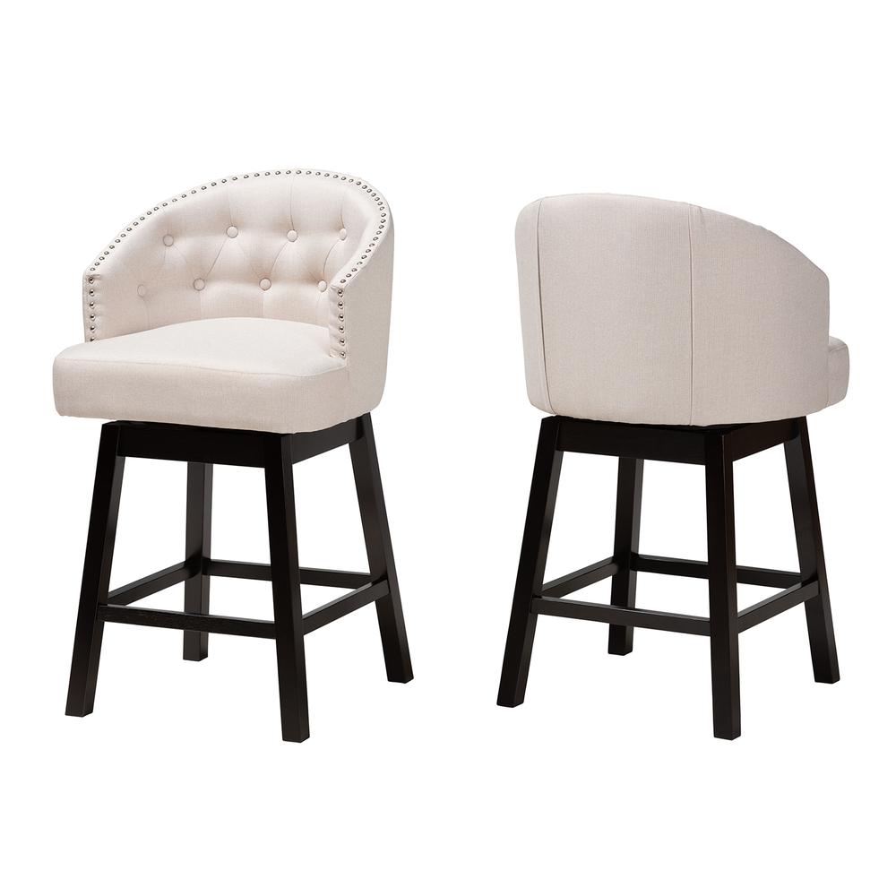 Espresso Brown Finished Wood 2-Piece Swivel Counter Stool Set. Picture 10