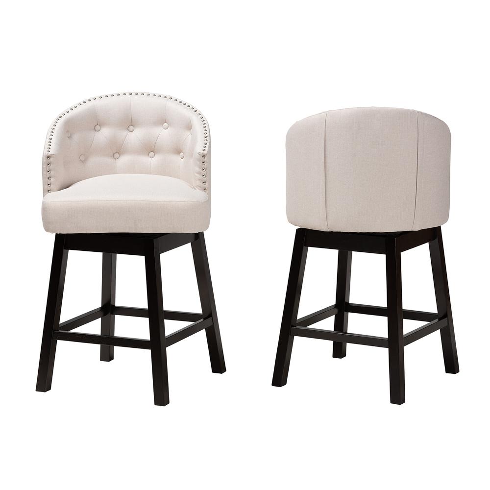 Espresso Brown Finished Wood 2-Piece Swivel Counter Stool Set. Picture 11