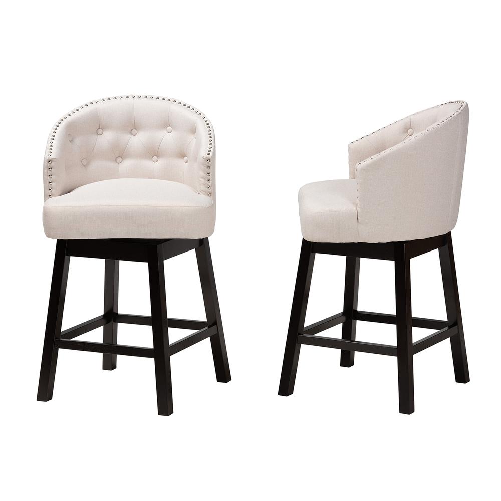 Espresso Brown Finished Wood 2-Piece Swivel Counter Stool Set. Picture 12